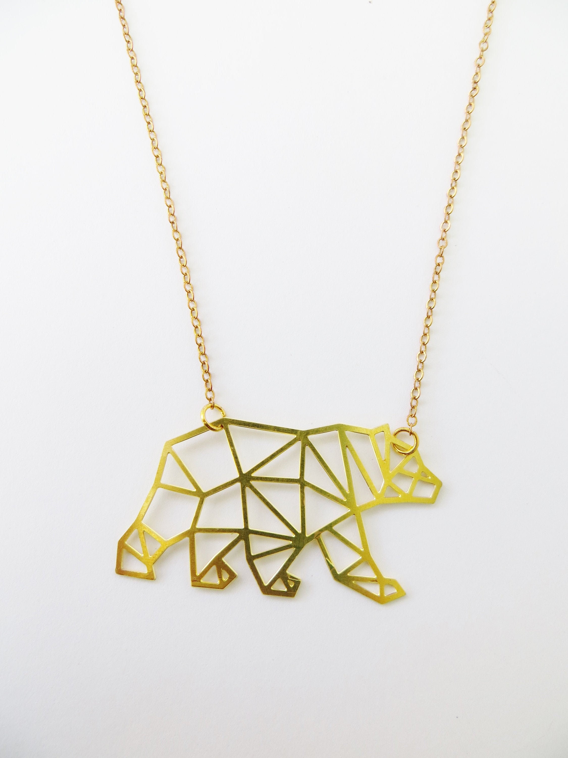 Collar de oso, joyería de oro, colgante de montaña, aventura, joyería