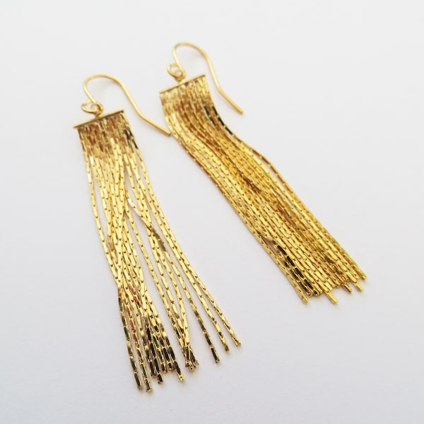 18K Gold-Plated Fringe Chain Earrings