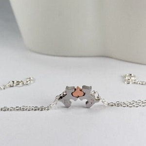 Dog Lover Bracelet, 2 Dog Jewelry,Pet Bracelet,Personalized Dog Bracelet, Personalized Initial Dog Charm, Gold & Silver, Initial Pet Jewelry image 1