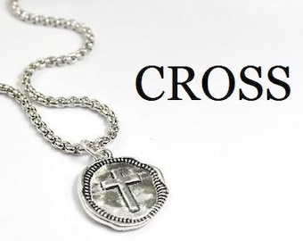 Kruisketting heren, zilveren kruisbedel, zilveren kruissieraden, kruisketting, cadeau voor vriend Eenvoudig cadeau voor hem. God broer cadeau