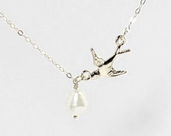 Peace dove necklace.Holly bird necklace.Teardrop Pearl necklace.Religious dove necklace. Dove of hope bracelet .Holy spirit dove jewelry