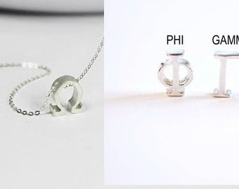 Sterling Silver Greek letter necklace. Greek Alphabet Gamma.Greek initial Delta.Phi.Omega.Sigma.Pi. Sorority Necklace • Sorority Jewelry.