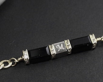 Personalized Men necklace. Custom Men initial jewelry.Black Tourmaline protection men gift.Anti negative energies and psychic attack for him
