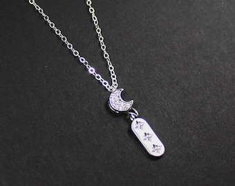 3 Best Friends Necklace .Moon stars jewelry.3 starbuster Moon stars .gift for three Sisters Necklace, moon star