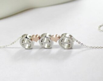 Three Initial Necklace or Bracelet, Heart Between Letters, Personalized English or Greek Jewelry, Love Gift for Bridesmaids or Friends