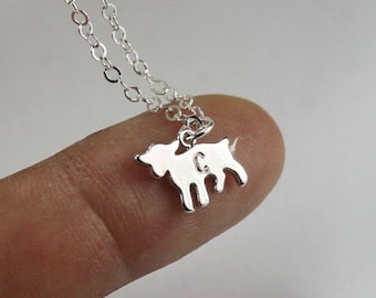 Goat Necklace,Silver Goat Jewelry , Initial goat necklace, Personalized Pet Goat Jewelry  Farm Animal • Animal Lover Gift Birthday Present •