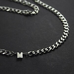 Cadena de joyería con corte de diamante. Collar duradero personalizado para hombre. Collar con inicial de plata. Regalo para novio o esposo. Declaración
