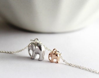 New Mom Necklace. Elephant jewelry. Elephant necklace, Two tone Elephant Necklace.New mother Necklace ,Gift for New Mommy.Mom,Mother Babe.