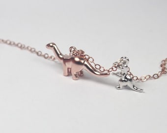 Mother Son Dinosaur Necklace, Mamasaur Jewelry.mother to be Dino Jewelry,anniversary gift, Dinosaur gift.rose gold Babe Dinosaurs T Rex gift