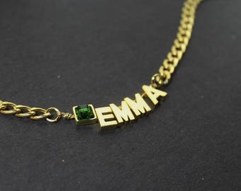 Custom Name Bracelet or Necklace ,Birthstone necklace, Custom Name jewelry; Personalized Name , Valentine's Day Gift , Bridesmaid Gift