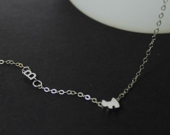 Mini Dog Initial Necklace, Personalized Dog Bracelet, Custom Pet Jewelry, Pet ID Necklace, Pet Memorial Gift,Sideway Letter,Gift For Mom Dog