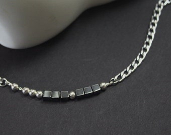 Custom name Jewelry. Silver Morse code necklace Personalized Men bracelets. Boyfriend Name Jewelry. Girlfriend Name gift. Women Men Jewelry.
