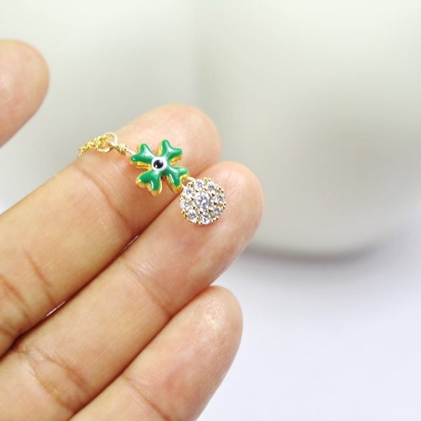 Lucky klaver ketting, diamanten kristallen sieraden. Klavertje vier hanger, geluksbrenger Jewelry.Shamrock ketting, vriendin moeder zus