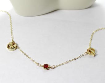 Custom English or Greek Initial with Birthstone Necklace or Bracelet, Unisex Personalized Jewelry, Meaningful Gift for Love and Friendship