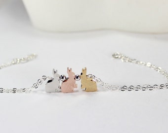 Three Tone Bunny Jewelry,Three Rabbit bracelet 3 Sisters Gift,3 best friends ,3 girls ,3 Nieces Gold,Silver,Rose gold Bunny, Rabbit Jewelry