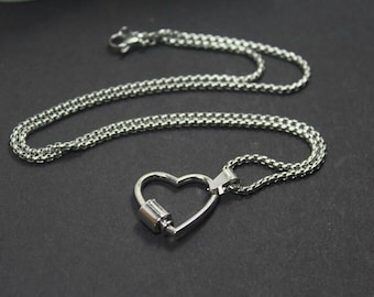 Love necklace. Functional necklace . Ring keeper necklace.Urban Outdoor necklace, Romantic Heart Jewelry.locker Necklace for Unisex.Handmade