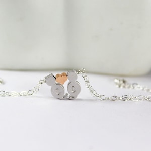 Initial Cats Bracelet , 2 Kitty Jewelry, Cat Lover Pendant,Pet ,Personalized Cat Bracelet, Kittens  Bracelet,CoupleJewelry,Everyday Jewelry,