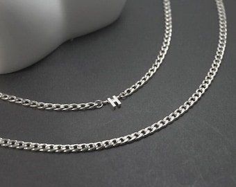Set of 2 necklaces,Silver Letter jewelry. Custom gold letter gift.Black letter necklace.Personalized grandson necklace.Wedding Groom Initial