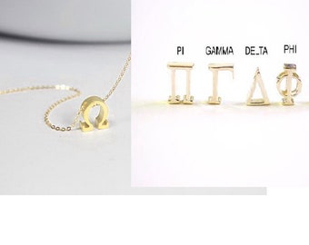 Sorority Greek  letter Necklace . Gold greek Sorority Necklace, Sorority sister Gift Idea, Sorority sisters Jewelry Greek initial jewelry.
