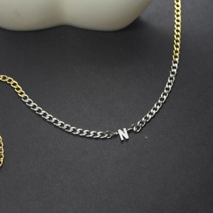 Collar de cartas de mujer. Tobillera inicial masculina. Joyería mixta de metal. Regalo inicial personalizado. Compromiso personalizado, regalo para novia.brother