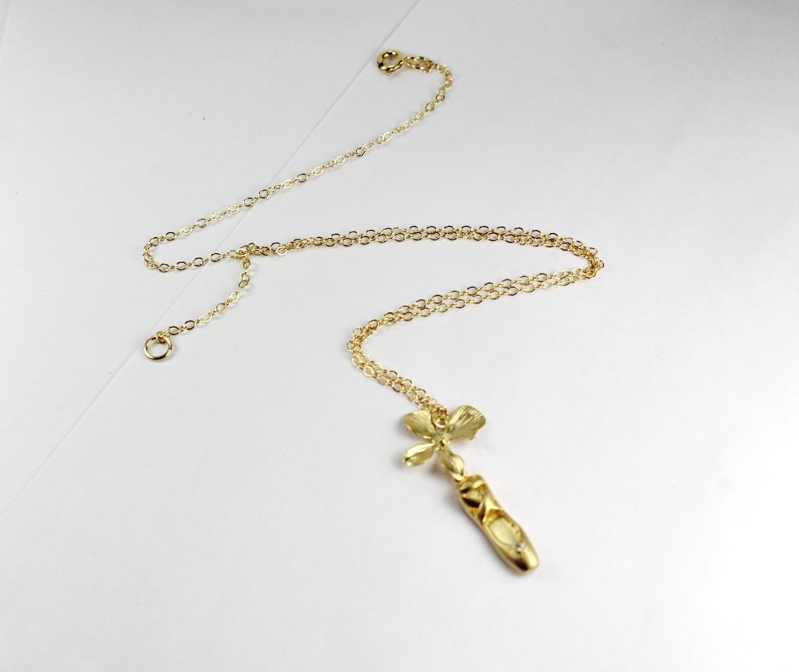 silver ballet orchid necklace - ballet slipper , pointe shoe,ballet dancer necklace,party collection ,holiday gift.ballerina dan
