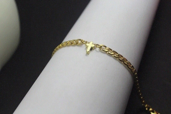 Stainless Chain Anklet.cross Men Anklet. Mini Cross Bracelet