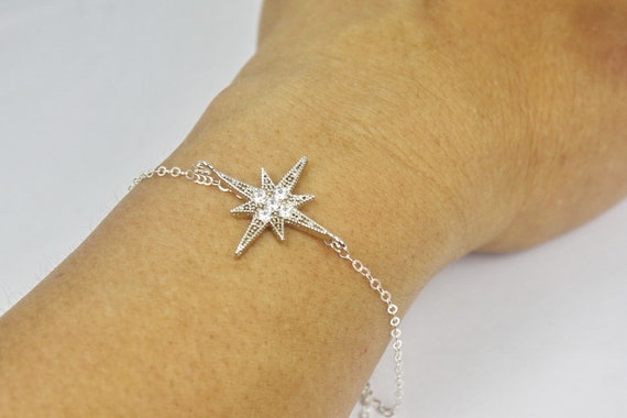 CZ Northern Star Bracelet Sparkle North Star Jewelry. Silver
