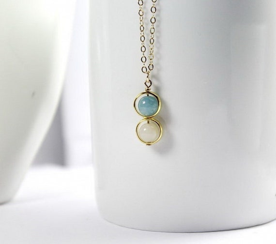 Personalized 2 Name Necklace with 2 Birthstone - Engraved Necklace - IFSHE  – ifshe.com