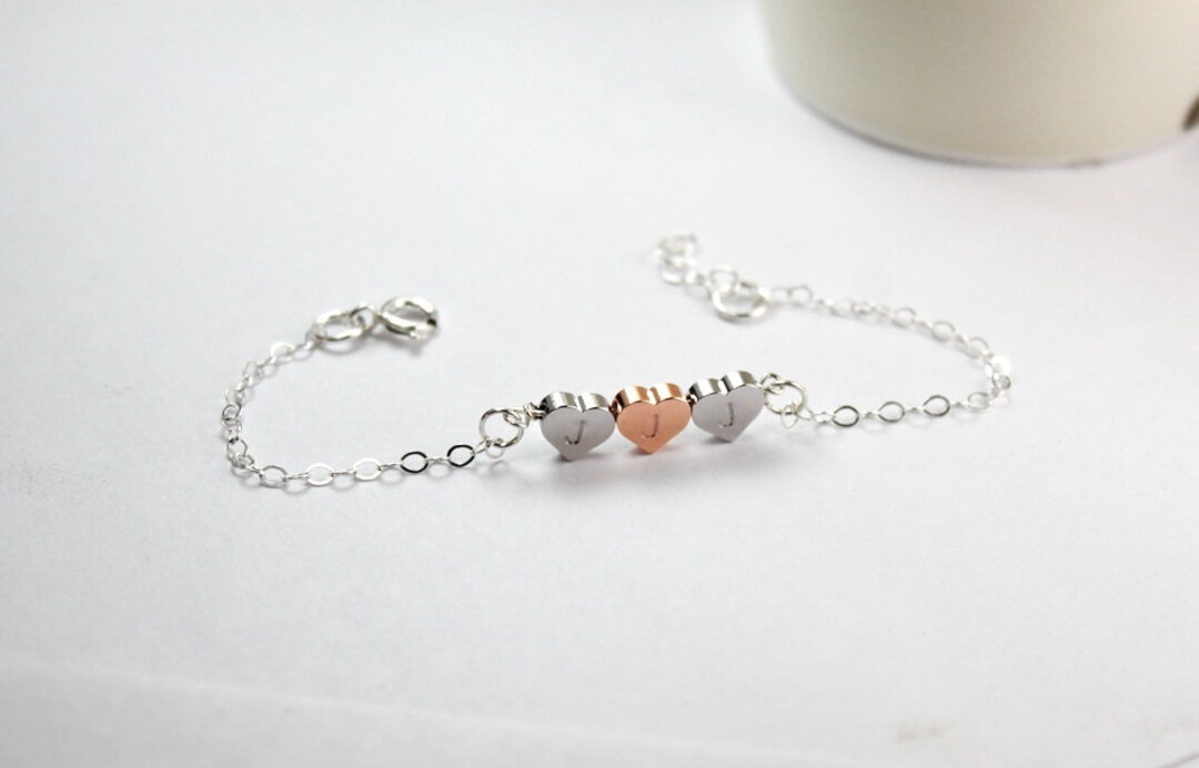 Three Heart Bracelet.three Hearts Jewelry,three Bridemaids , Three ...