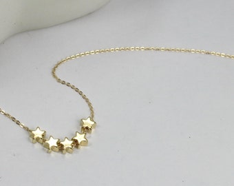 Gold stars necklace, mini star necklace, 3, 4.5  star charms, best friend gift, gold filled chain, Minimalist, dainty small everyday jewelry