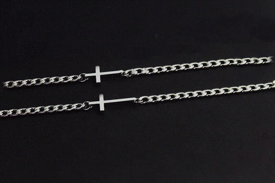 Bracciale Religioso Con Croce Cristiana In Acciaio - Italia - Foto 5