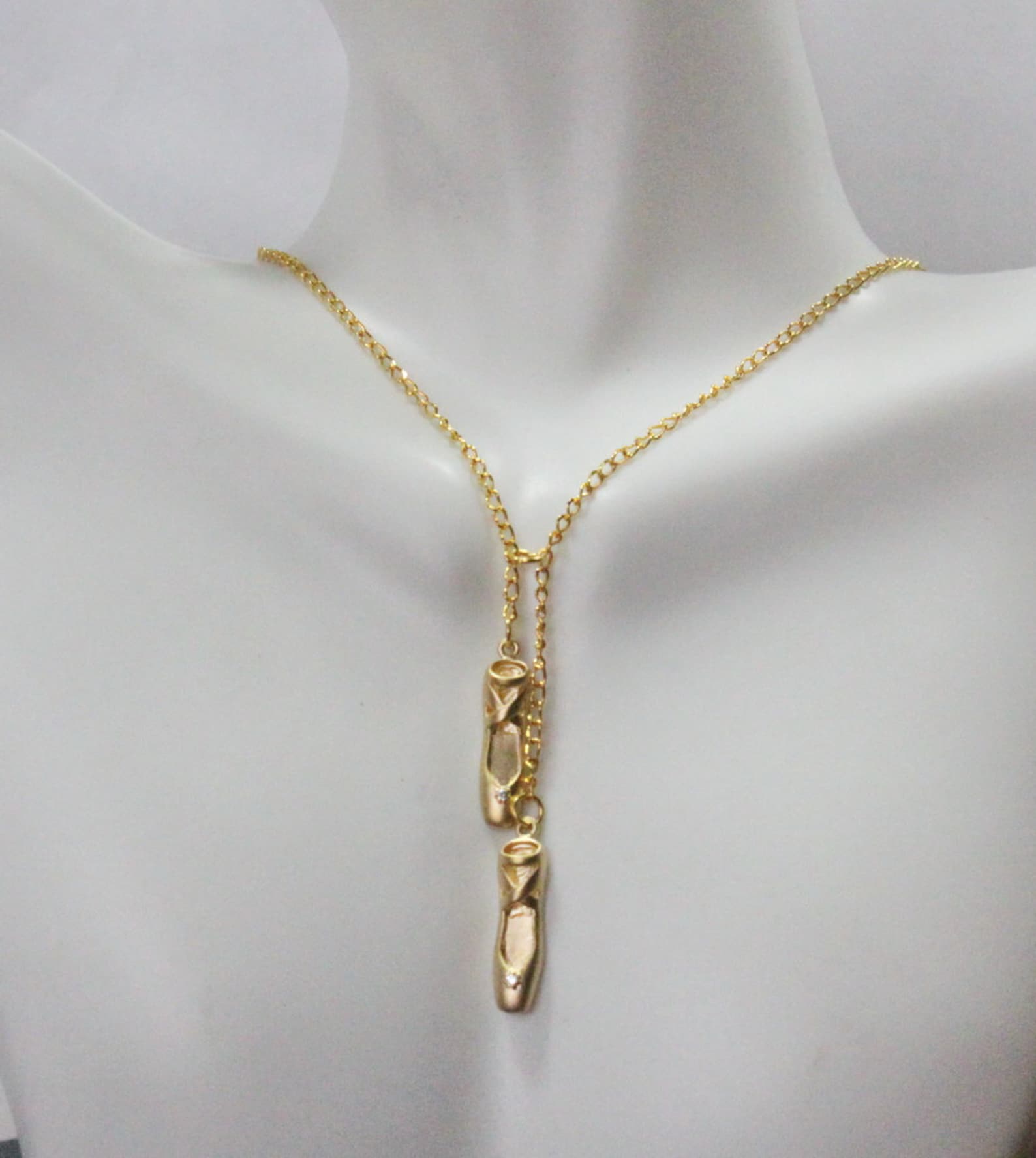 double ballet shoes necklace, dance slipper, dancer, nutcracker gifts,recital gifts , keepsake, ballerina, shoe charm,for niece,