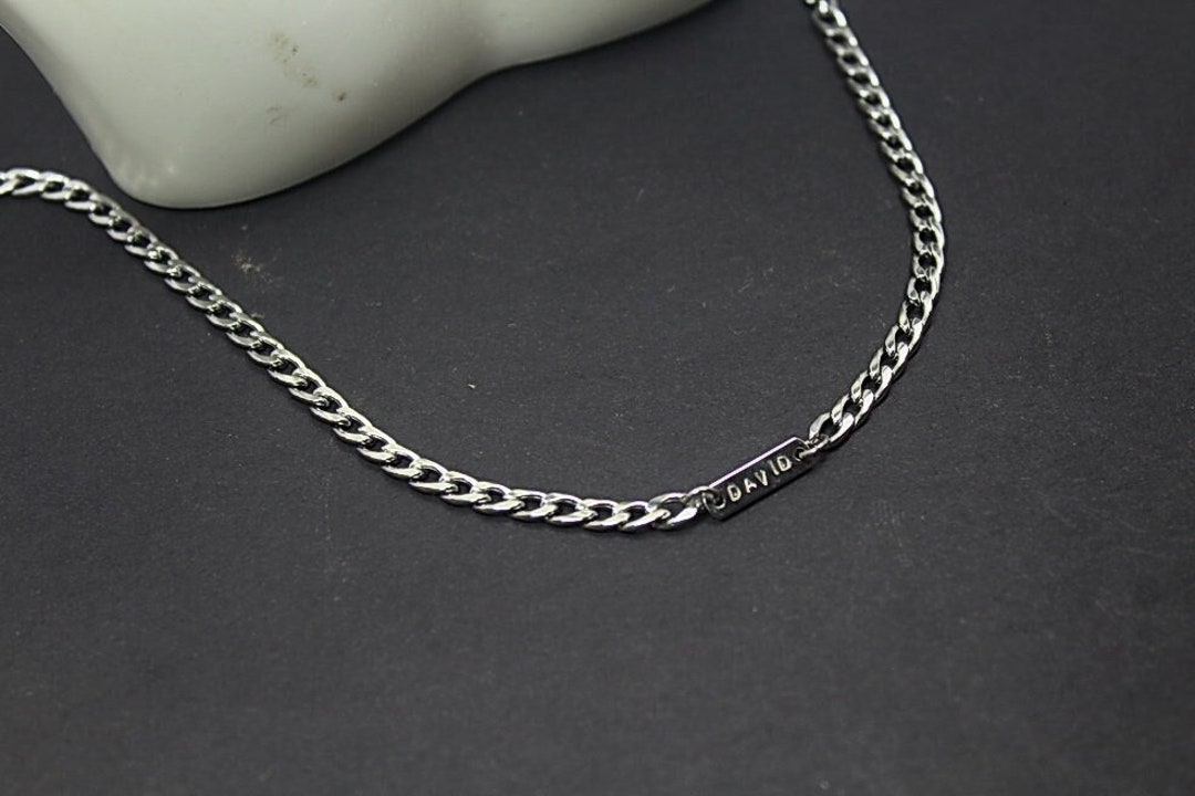 Personalized Engraved Chain Necklace. Elegant Name Jewelry. Monogram ...