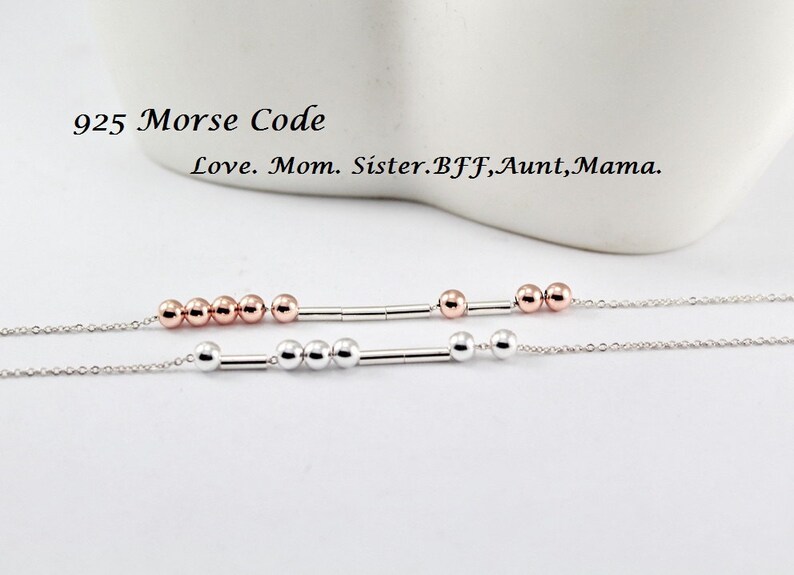 Silver Beaded Morse Code Bracelet – Beach Jewellery With Love Hope Cord – BFF Gift