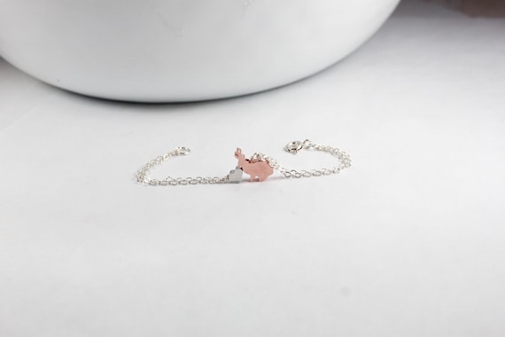 Rose Gold Bunny Bracelet kids Jewelry Rabbit Braceletmom | Etsy