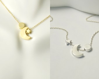 Sun Moon Star Necklace - Moon Star Sun Moon Star Necklace ,Etsy,Star Sun Necklace Moon Star Jewelry ,astronomy jewelry, astronomy necklace