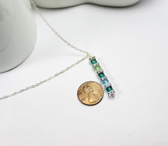 Personalized Vertical Bar Pendant Necklace in Sterling Silver - 1 to 5  Birthstones and Names | Ross-Simons