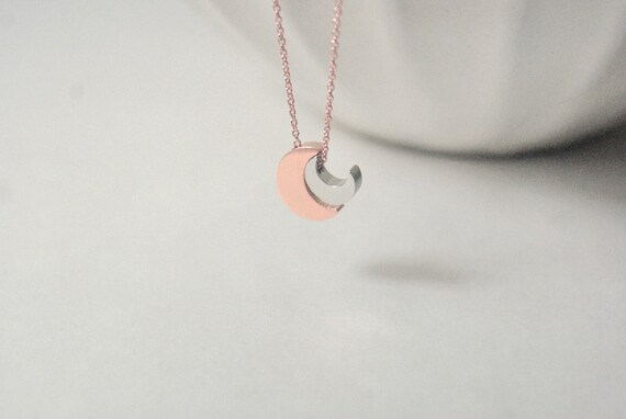 Mother Son Giftrose Gold Moon Necklace Two Moon Etsy