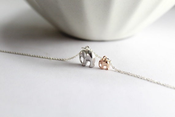 New Mom Necklace. Elephant Jewelry 