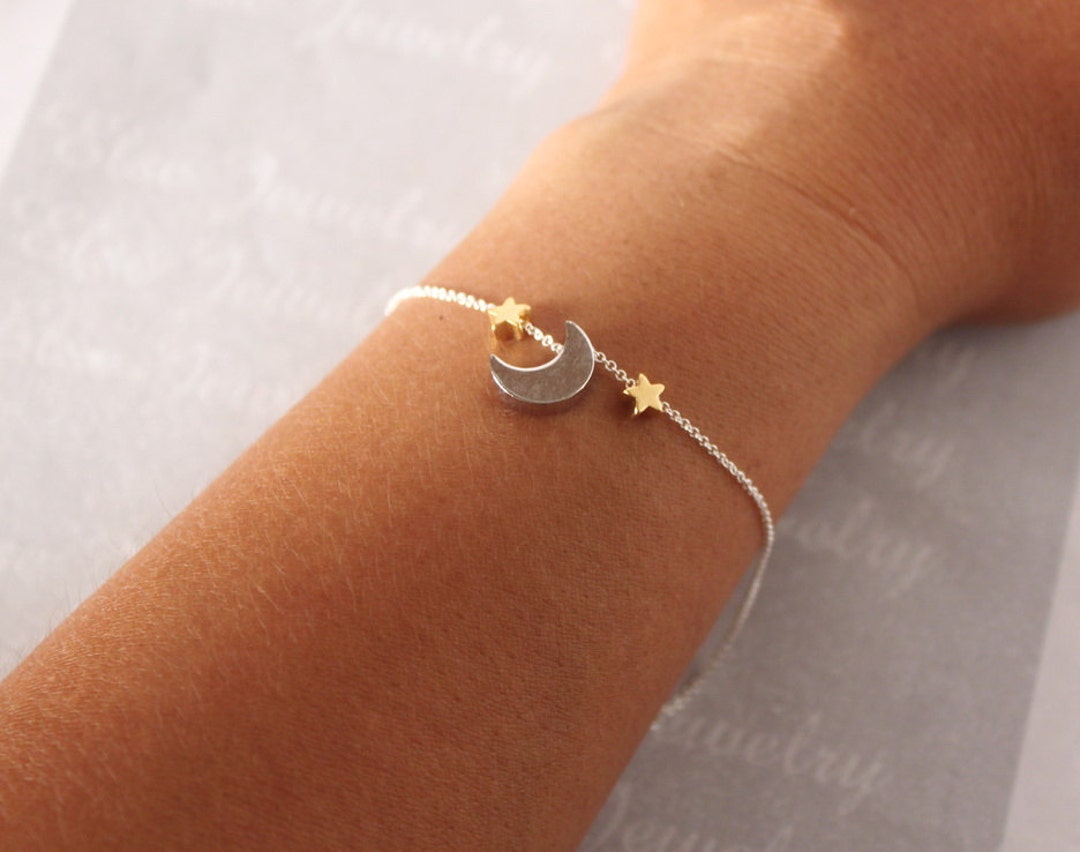 MOON STAR Bracelet - Gold Silver Moon Star, Add More Stars