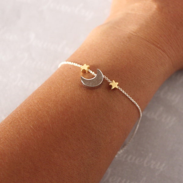 Gold Moon and Star Bracelet