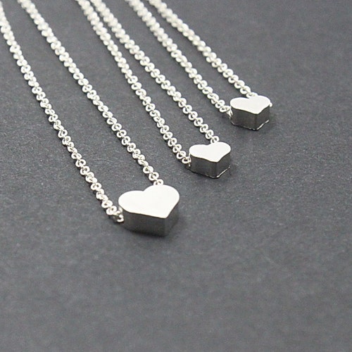 Mother Daughter Silver Heart Necklace 