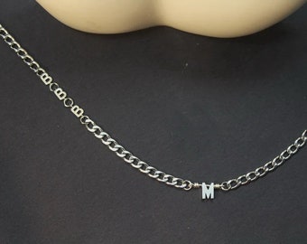 New Dad necklace. Dad Initial Jewelry. Sideways Kids initial necklace. ,Husband Fathers Day Gift, Husband Birthday gift.,Men Silver Letter