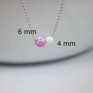 Two Initials with Opal necklace.letter opal jewelry.,Valentine's Day Gift for her .4 mm or 6 mm opal ball .Silver Gold Couple initial gift image 5