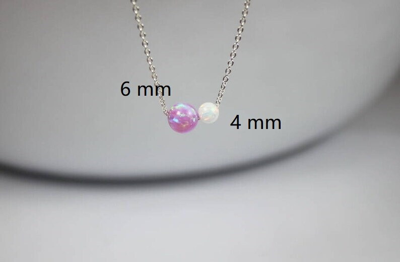 Two Initials with Opal necklace.letter opal jewelry.,Valentine's Day Gift for her .4 mm or 6 mm opal ball .Silver Gold Couple initial gift image 5