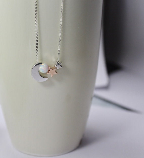 Buy Opal Sun Moon Star Necklace Moon Star Jewelry i Love You to