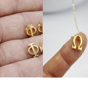 Phi Buchstabe Halskette, griechische Buchstaben, Gold Phi Schmuck, griechische Alphabet, Phi Charme minimalistisch, christlicher Schmuck, Geschenk für Frauen, Freundschaft
