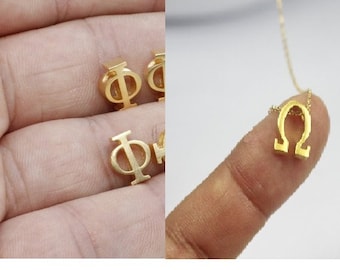 Phi Letter necklace, Greek Letters, Gold Phi Jewelry, Greek Alphabet, Phi Charm  minimalist,Christian Jewelry, gift for women, friendship