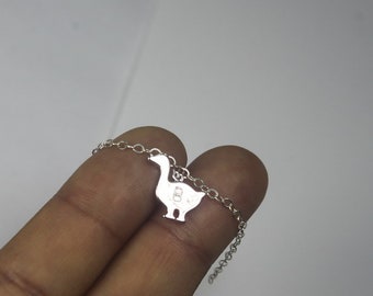 Personalized Duck Necklace.Silver Duck Necklace,Duck Jewelry,Engrave Duck Jewelry,Lake. Birds,Personalized Pet Jewelry - Animal Charm 4 girl