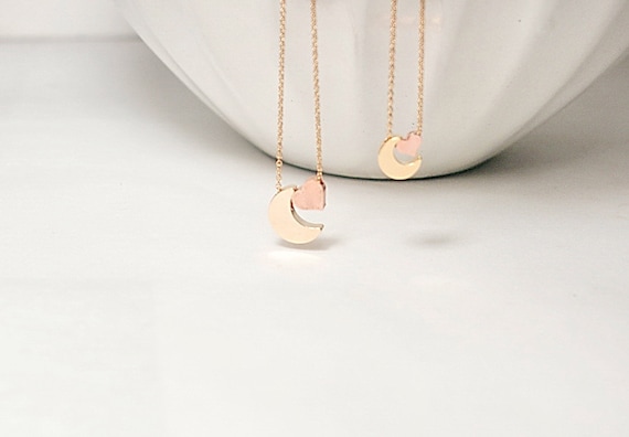 Mother Son Necklace Set.Gold Moon Necklace, Gold Heart Jewelry. I love you to the moon and back,Mother Son Gift.Two Brother Necklace.Etsy